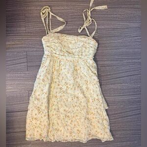 Reformation Yellow Floral Tie-Strap Sundress